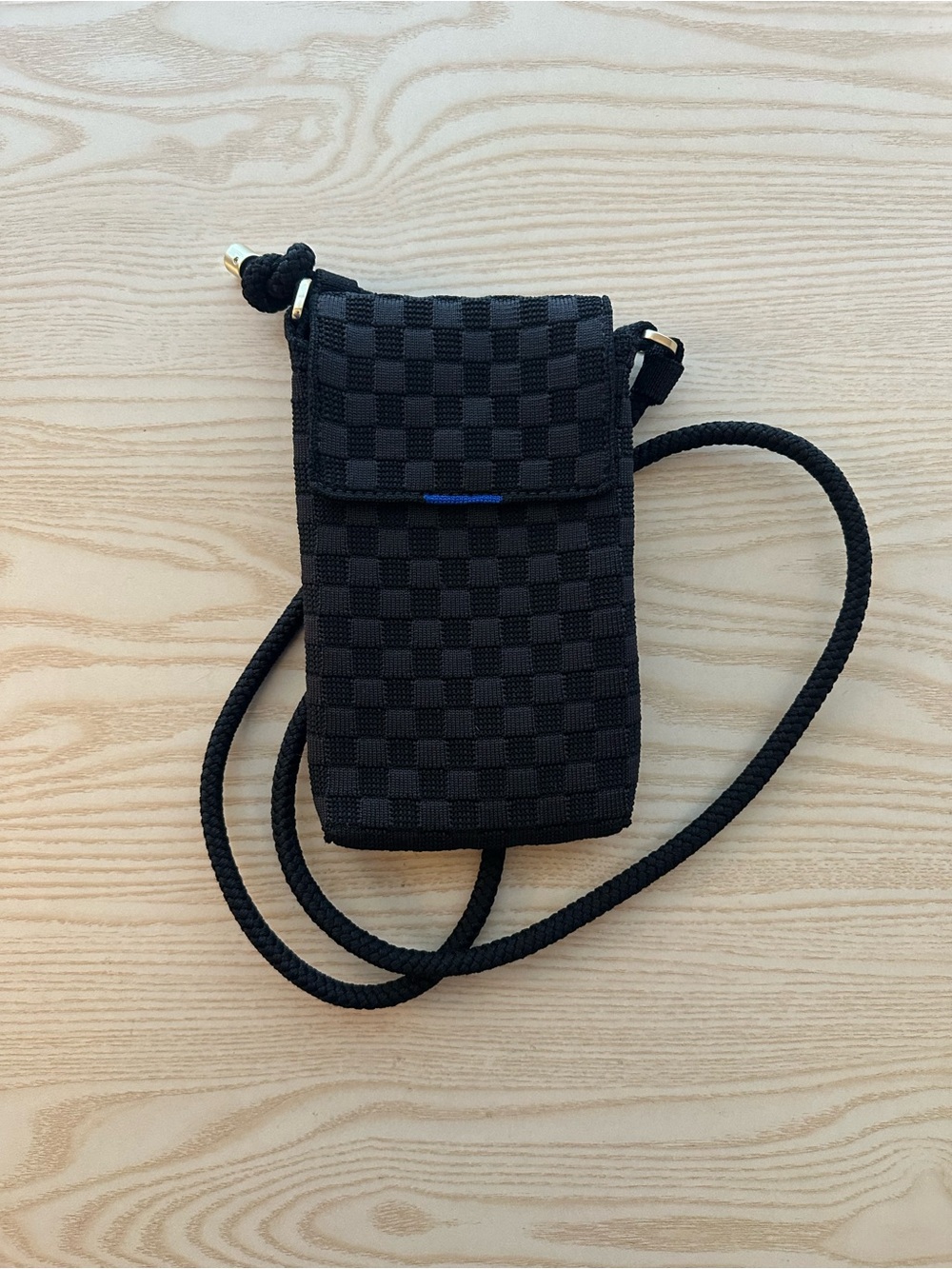 Rothy's Black Checkered Phone Crossbody